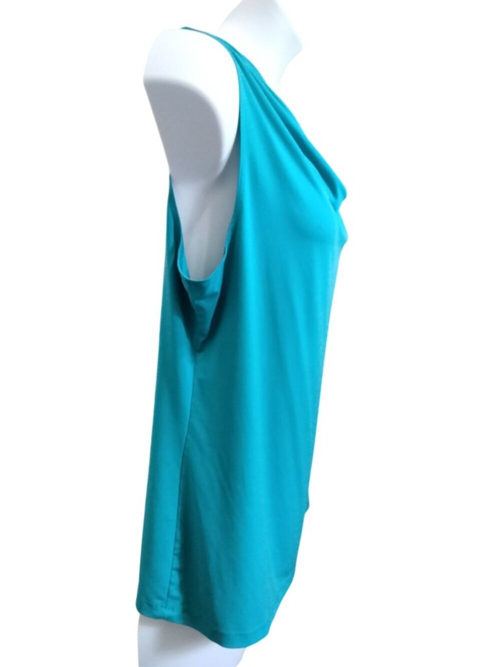 New Directions Size 2X Top Cowl Neck Sleeveless Blouse Turquoise - Picture 3 of 7
